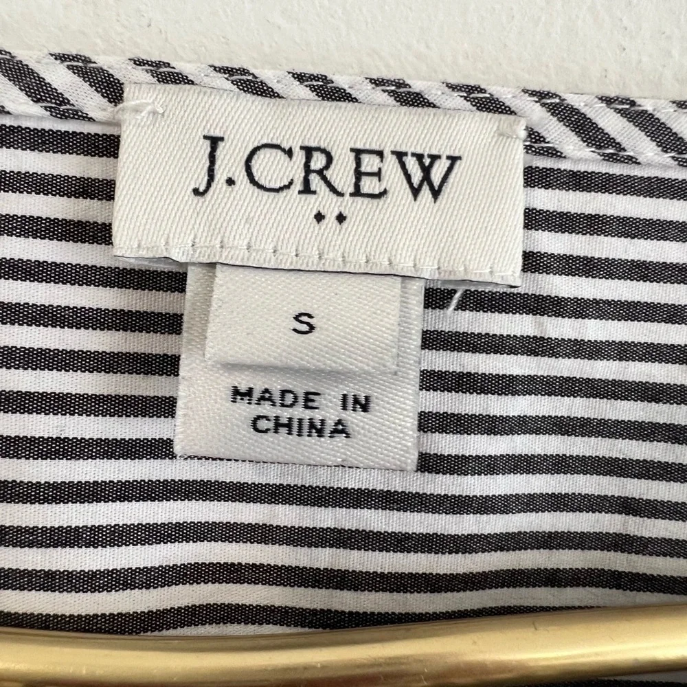J. Crew women long sleeve striped shirt blouse top with pocket black white small